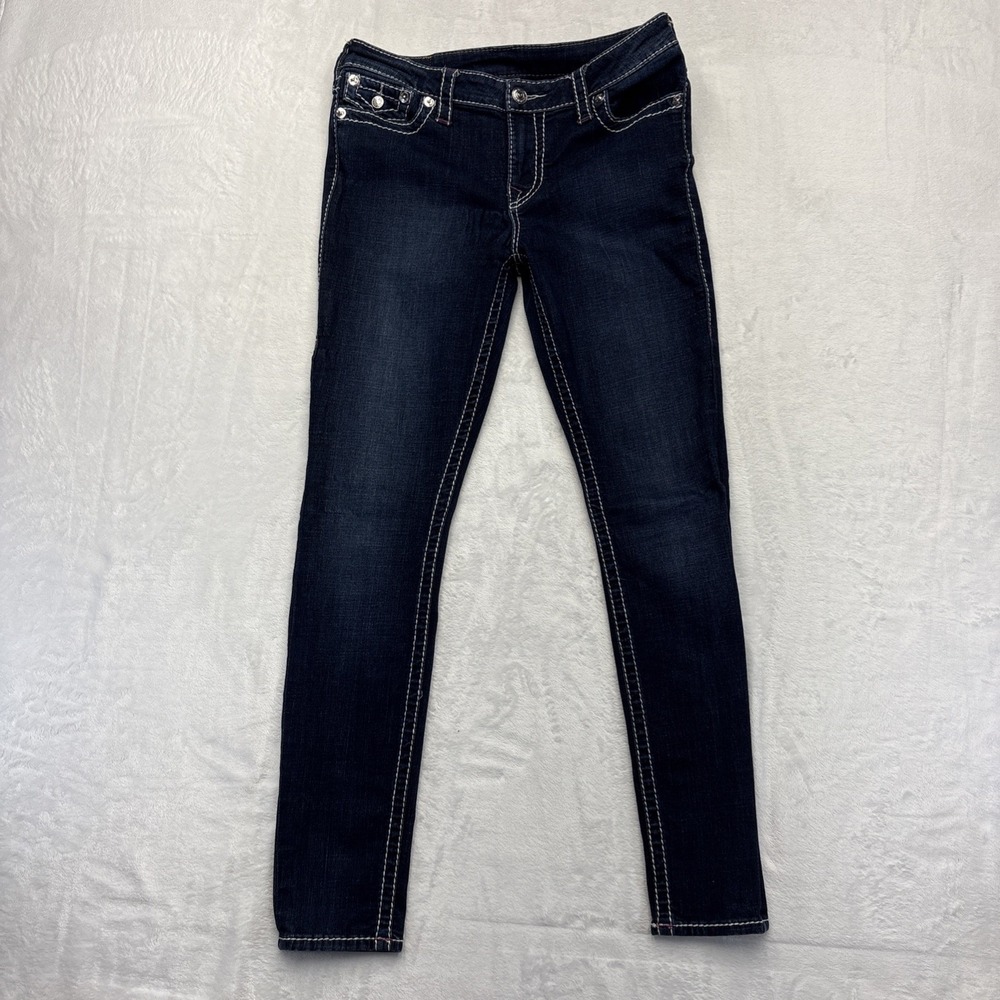True Religion World Tour Super Skinny Jeans 31 Y2K Dark Indigo Low Rise